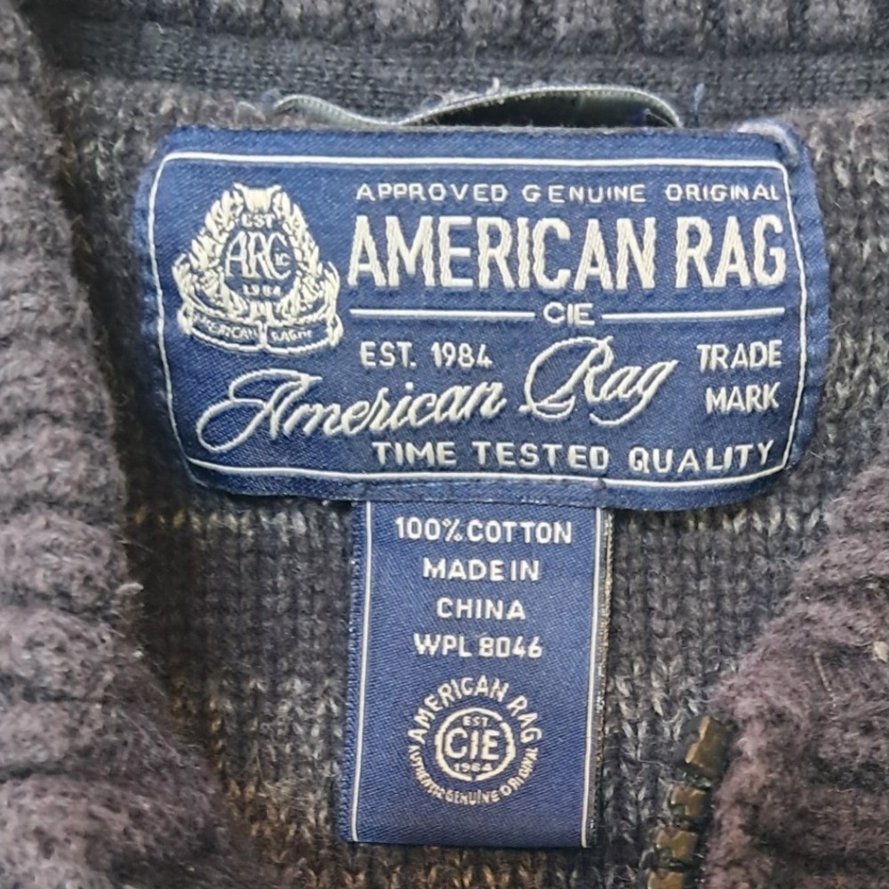 American Rag CIE Men's Black Gray Full Zip Cotton Sweater Jacket - Picture 5 of 6